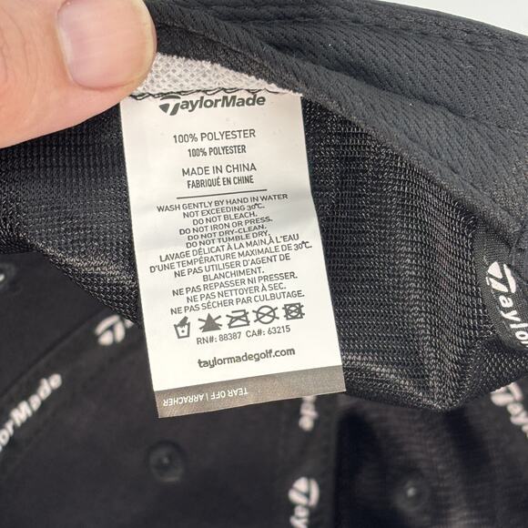 TaylorMade Hat Cap Strap‎ Back Black Golf Mens One Size Polyester Outdoor Sports - Picture 7 of 7